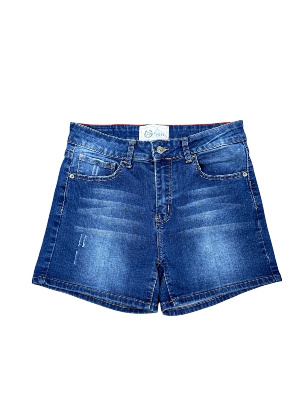 L&B Dark Wash Denim Shorts Distressed Whiskering Jeans Blue